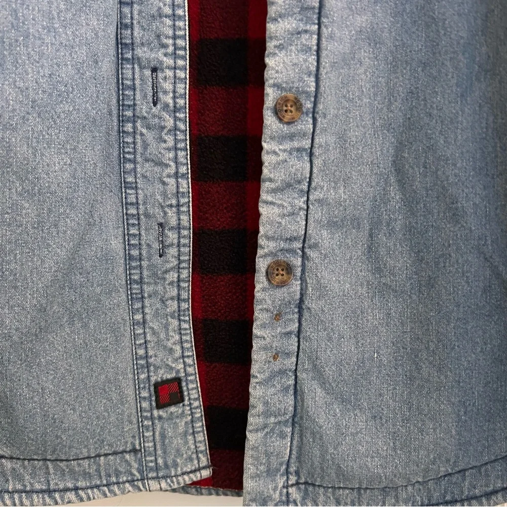 Woolrich Blanket Fleece Lined Jean Jacket Women’s Shacket Buffalo Plaid Sz M - Picture 4 of 10